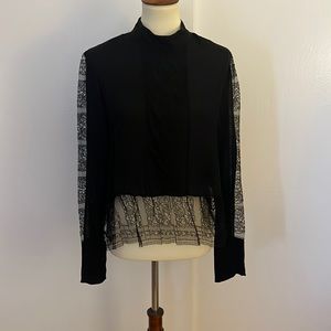 Jenni Kayne black silk blouse with lace